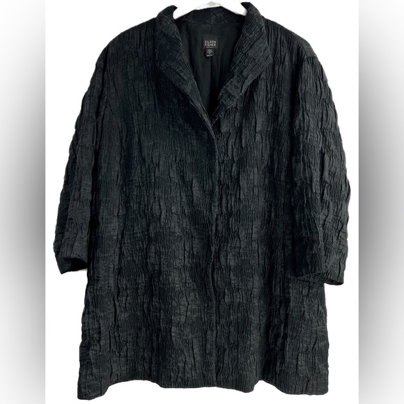 Eileen Fisher Jackets & Blazers - EILEEN FISHER Crinkled Textured Jacket Duster Slate Platinum Black Size 1X